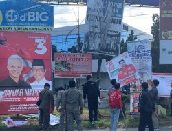 Bawaslu Kubu Raya Bongkar Paksa Ribuan APK di Arteri Supadio