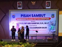 Pisah Sambut Dandeninteldam Tanjung Pura, Pemkab Kubu Raya Berikan Apresiasi