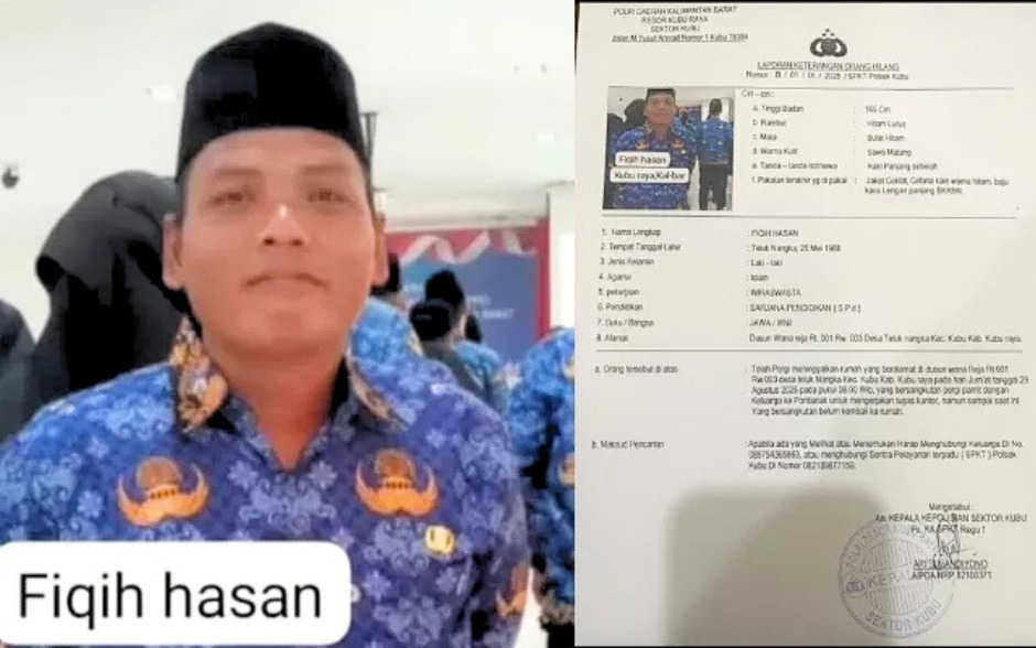 Polisi Selidiki Hilangnya PNS Kubu Raya, Fiqi Hasan Tak Pulang Sejak Akhir Agustus