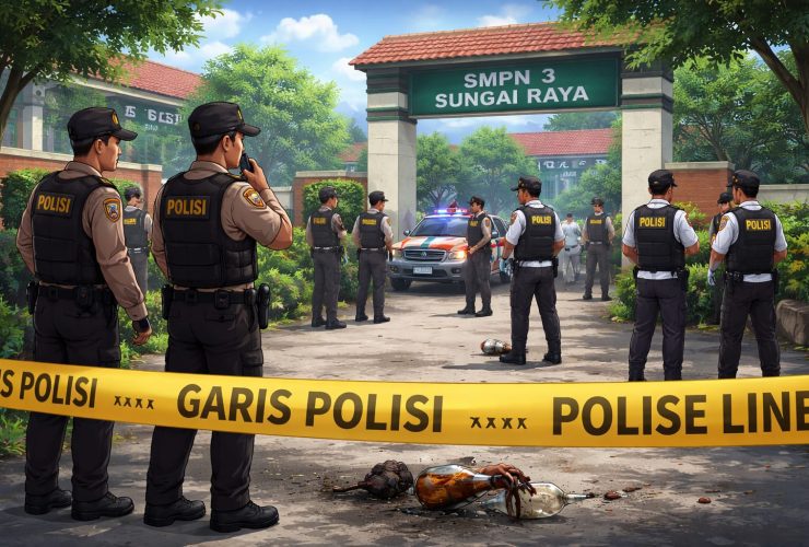 Polisi Amankan Terduga Pelaku Pelemparan Bom Molotov di SMPN 3 Sungai Raya