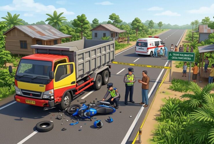 Adu Banteng, Pemotor Tewas di Jalan Trans Kalimantan