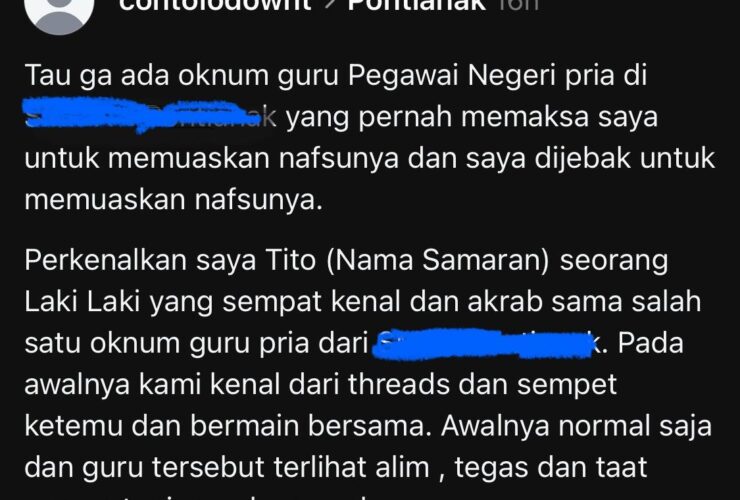 Viral di Threads, Pria Mengaku Dipaksa Oknum Guru di Pontianak Lakukan Hubungan Sesama Jenis