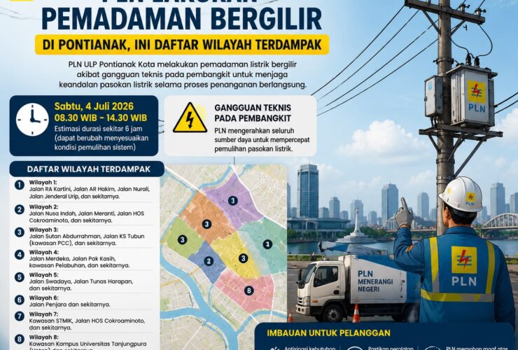 PLN Lakukan Pemadaman Bergilir di Pontianak, Ini Daftar Wilayah Terdampak
