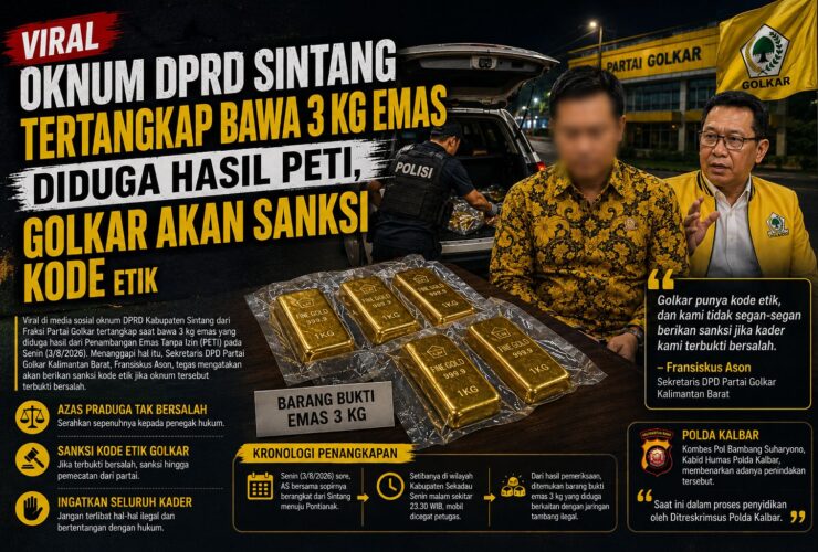 Viral Oknum DPRD Sintang Tertangkap Bawa 3 Kg Emas Diduga Hasil PETI, Golkar akan Sanksi Kode Etik