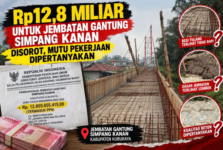 Rp12,8 Miliar untuk Jembatan Gantung Simpang Kanan Disorot, Mutu Pekerjaan Dipertanyakan